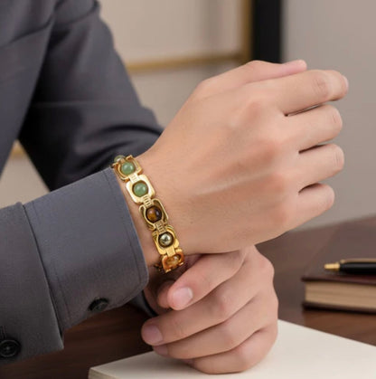 Rinmukteshwar Siddh Metal Dhan Yog™ Bracelet (Gold Plated): Lab Certified, Customised & Energized Bracelet for Man & Women