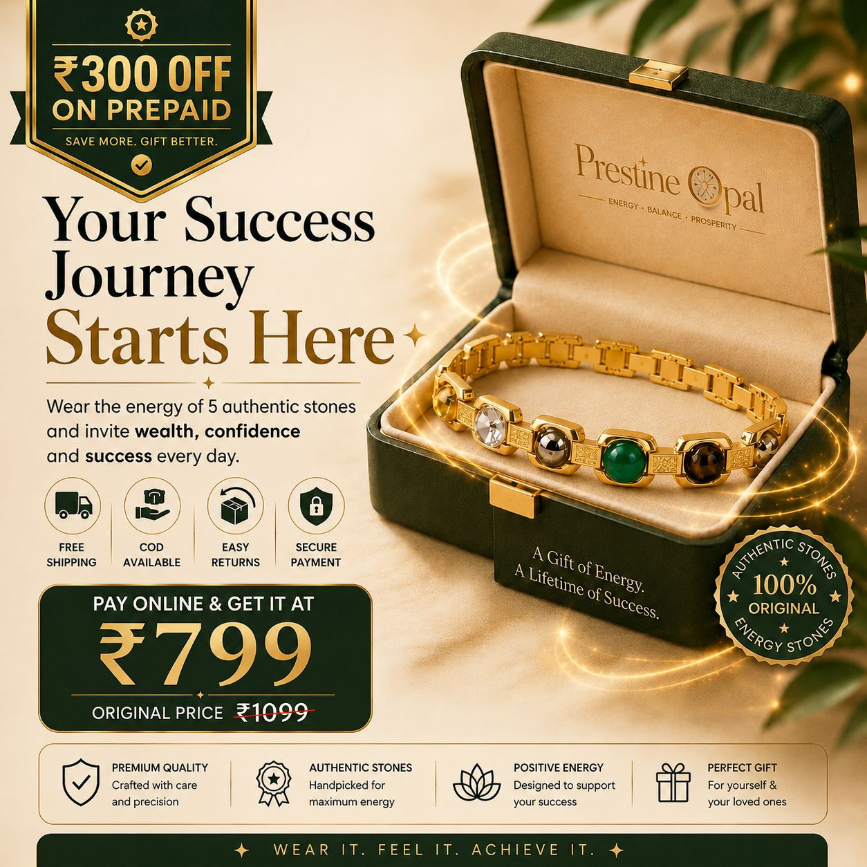 Rinmukteshwar Siddh Metal Dhan Yog™ Bracelet (Gold Plated): Lab Certified, Customised & Energized Bracelet for Man & Women