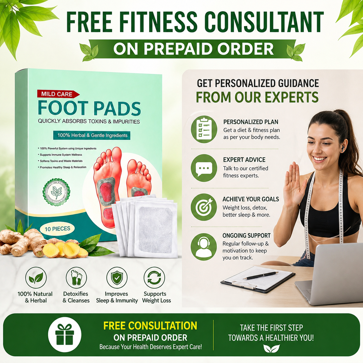 Premium Natural Detox Foot Patches (Buy 1 Get 1 Free) Pack of 10